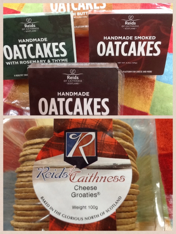 The delicious savoury range includes, garlic 'Groaties', oatcakes with black pepper, oatcakes with rosemary & thyme, otacakes  with butter and smoked oatcakes